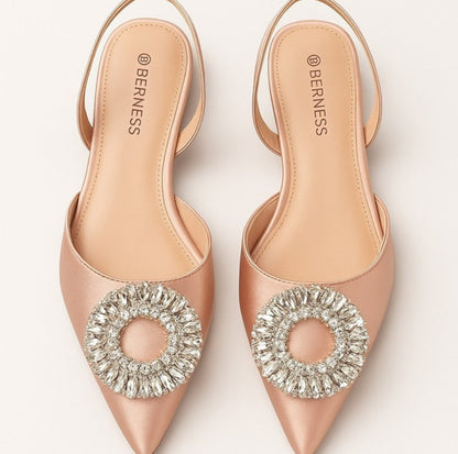 Berness Rose Satin Slingback Flats – Like New