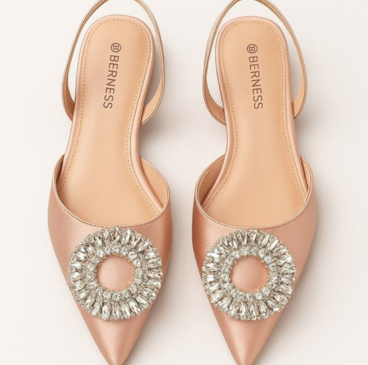 Berness Rose Satin Slingback Flats – Like New