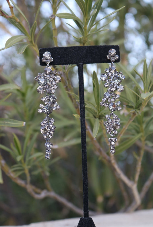 Fit For a Queen – Gunmetal Rhinestone Statement Earrings