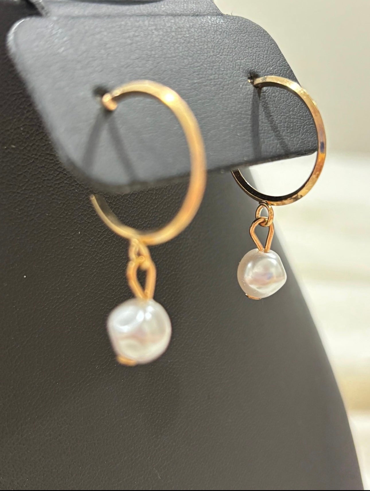 Golden Hour Pearl Hoop Earrings