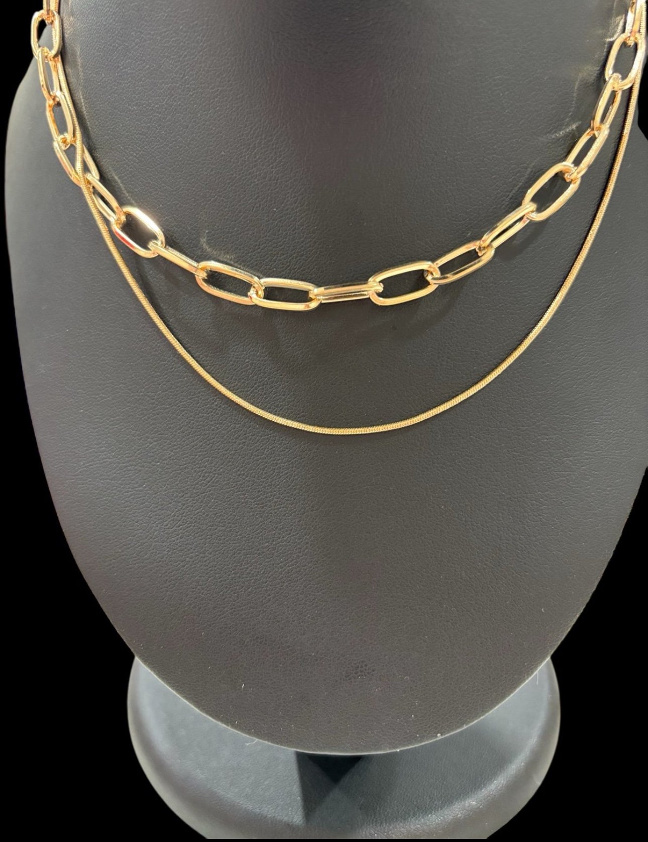 Chunky Gold Chain & Sleek Snake Layered Necklace