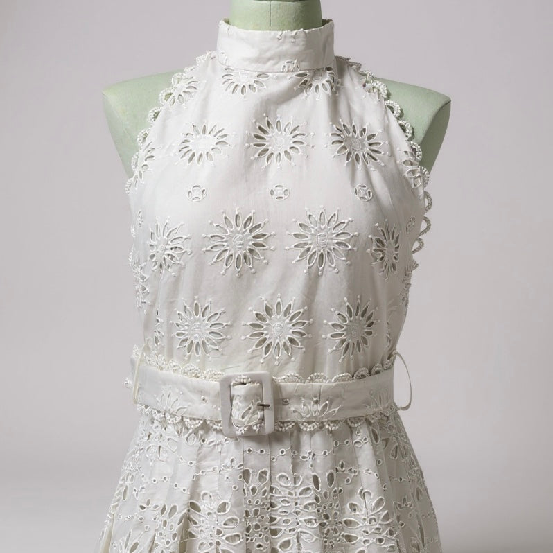  Zara White Eyelet Midi Dress – Size M