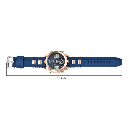 Genoa Miyota Electronic Movement Multi-Function Watch in Blue Silicone Strap