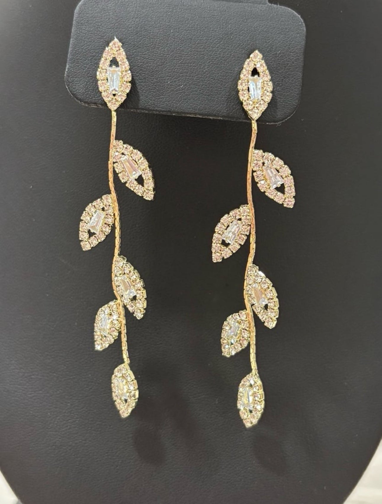 Crystal Vine Drop Earrings (3”)