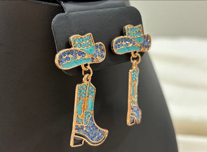Rhinestone Rodeo – Western Boot & Hat Earrings