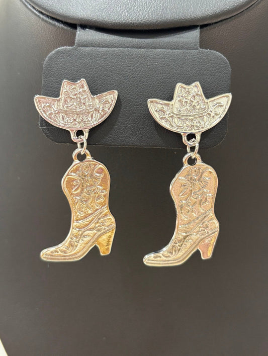 Western Cowgirl Hat & Boot Earrings