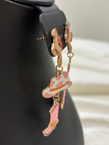Giddy Up Cowgirl Dangle Earrings – Horse, Hat & Boot Trio