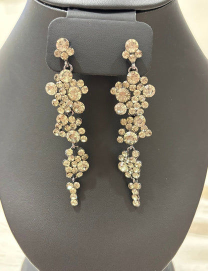 Fit For a Queen – Gunmetal Rhinestone Statement Earrings