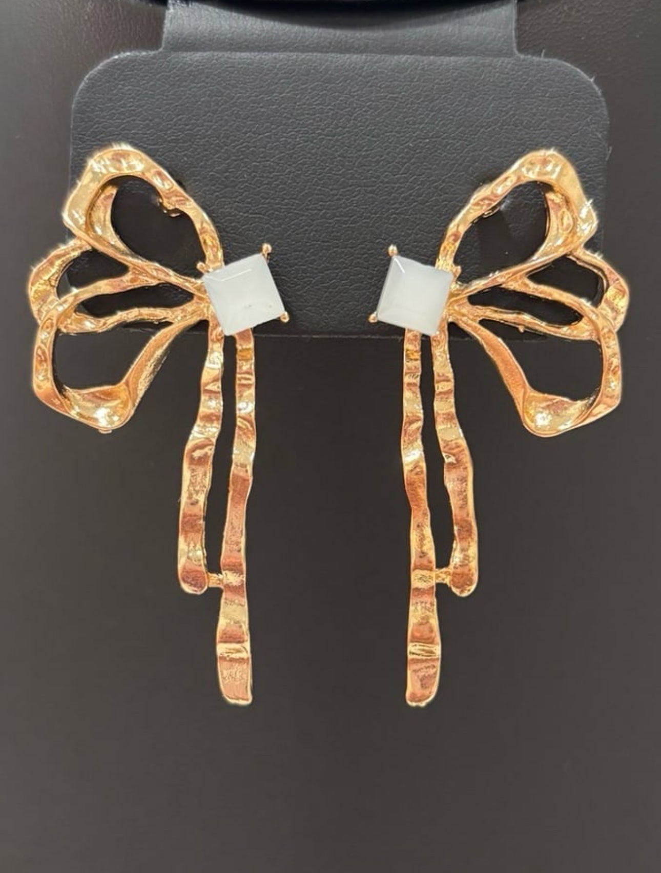 Modern Gold Ribbon Bow Earrings