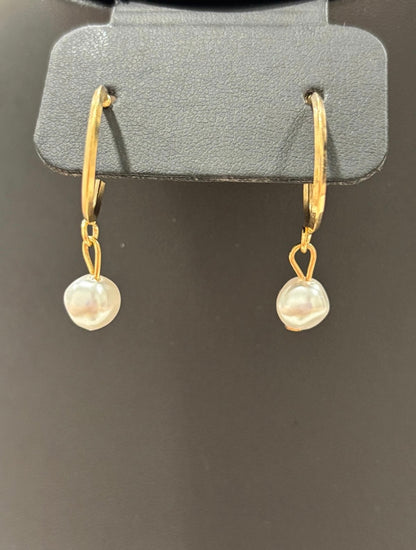 Golden Hour Pearl Hoop Earrings