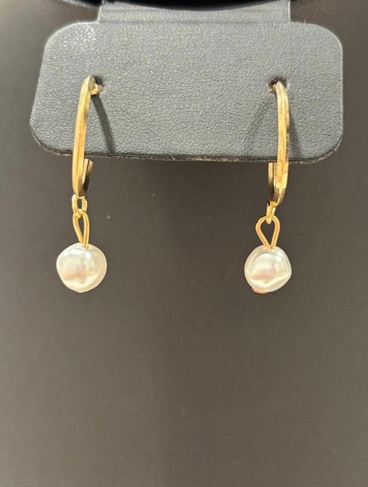 Golden Hour Pearl Hoop Earrings