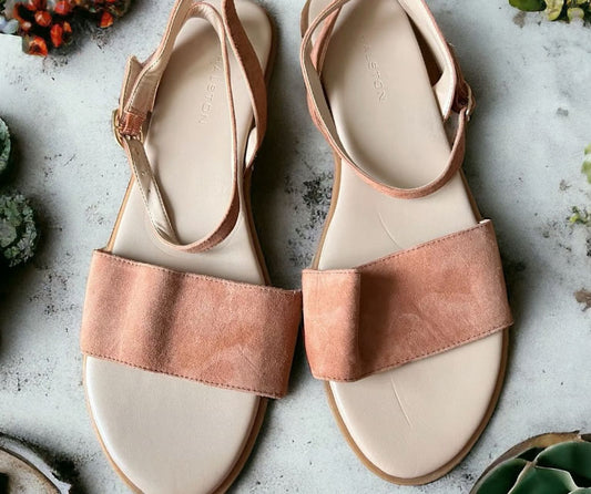 Halston Tan Suede Sandals Cognac, Size 9.5