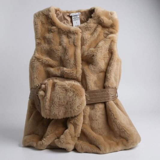 Luxe & Cozy Faux Fur Vest with Fuzzy Belt Bag – Nicole Miller (Size 6)