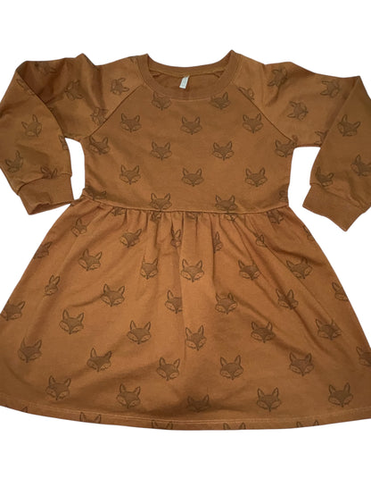 Rylee + Cru Fox Print Long Sleeve Dress – Size 6-7Y