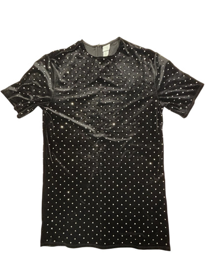 H&M Black Velvet Rhinestone Mini Dress – Size Small