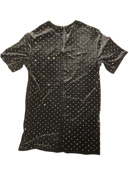 H&M Black Velvet Rhinestone Mini Dress – Size Small