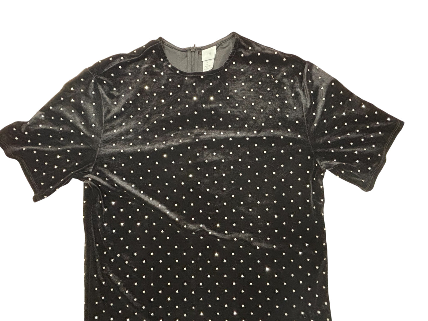 H&M Black Velvet Rhinestone Mini Dress – Size Small