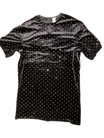 H&M Black Velvet Rhinestone Mini Dress – Size Small