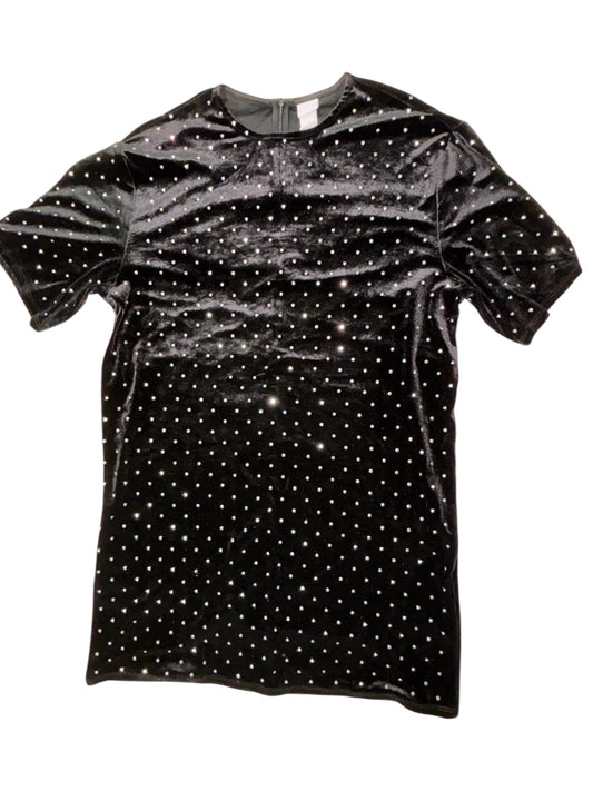 H&M Black Velvet Rhinestone Mini Dress – Size Small