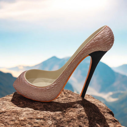 Rose Gold Croc-Texture Display Heel (Single Shoe)
