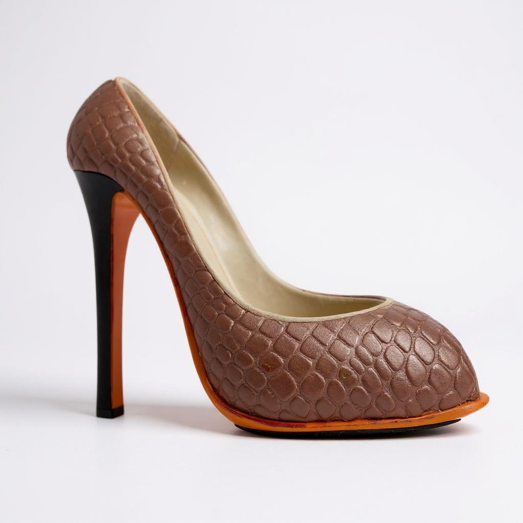 Rose Gold Croc-Texture Display Heel (Single Shoe)