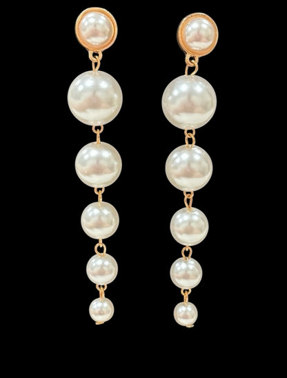 Glam Drop Pearl Statement Earrings (3”)
