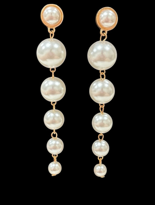 Glam Drop Pearl Statement Earrings (3”)
