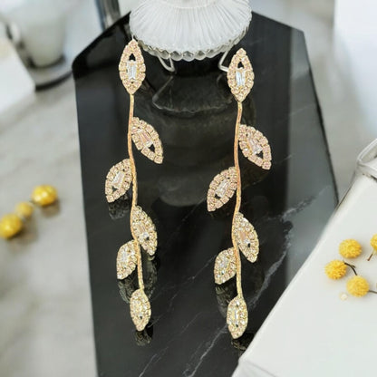 Crystal Vine Drop Earrings (3”)