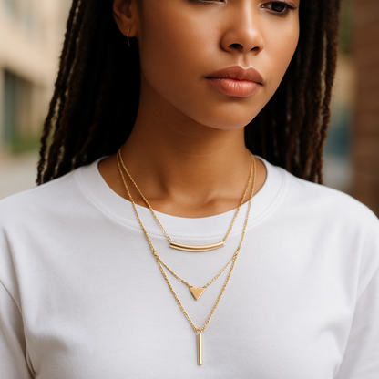 3-Layer Minimalist Gold Necklace Set