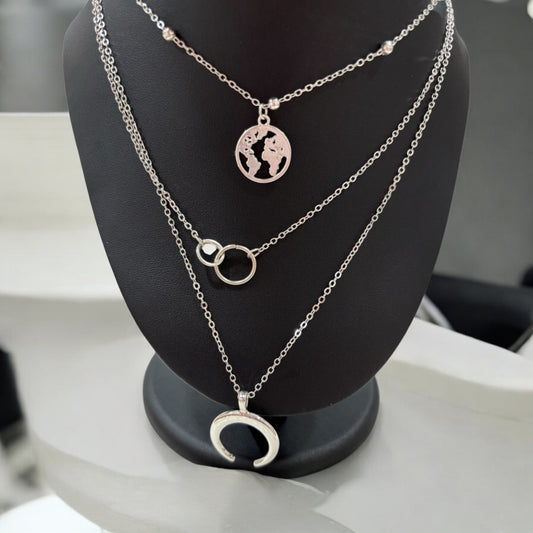 Celestial Connections Layered Necklace – Silver