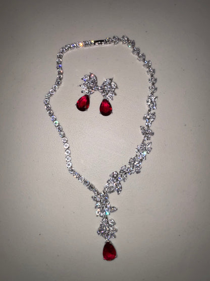 “Crimson Glamour” Necklace & Earring Set