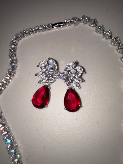 “Crimson Glamour” Necklace & Earring Set