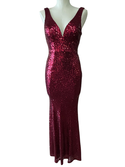 Crystal Doll Burgundy Sequin Gown – Size 1