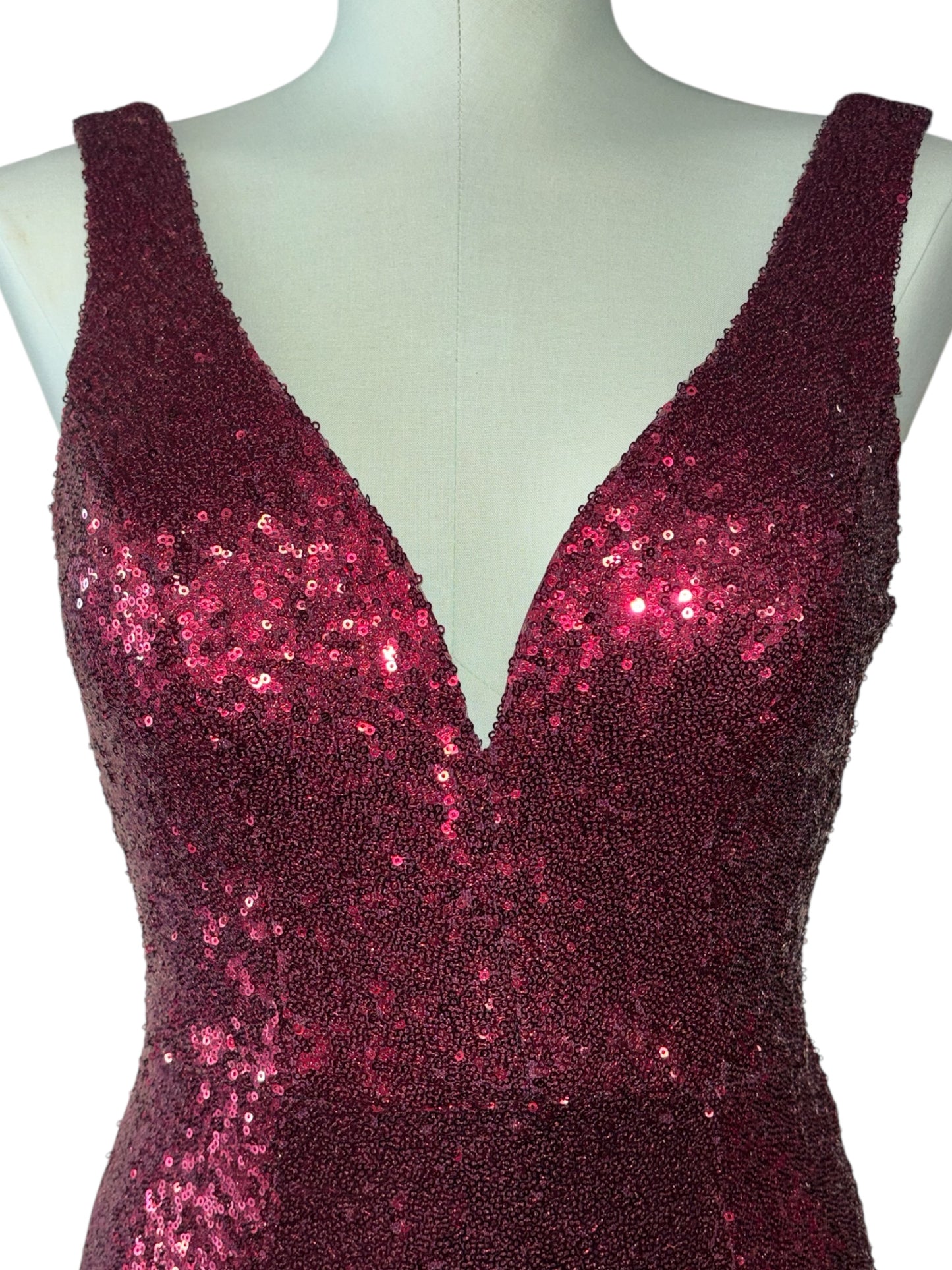 Crystal Doll Burgundy Sequin Gown – Size 1