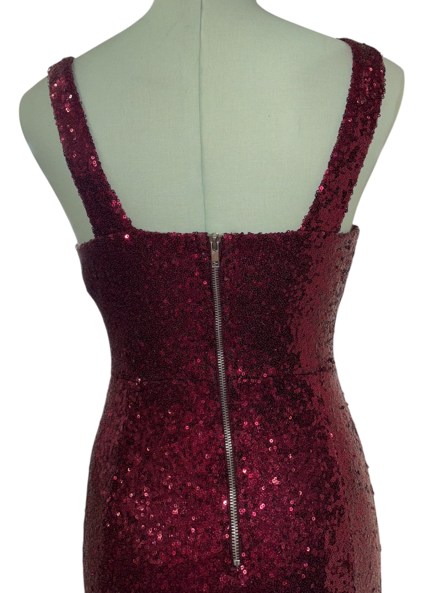 Crystal Doll Burgundy Sequin Gown – Size 1
