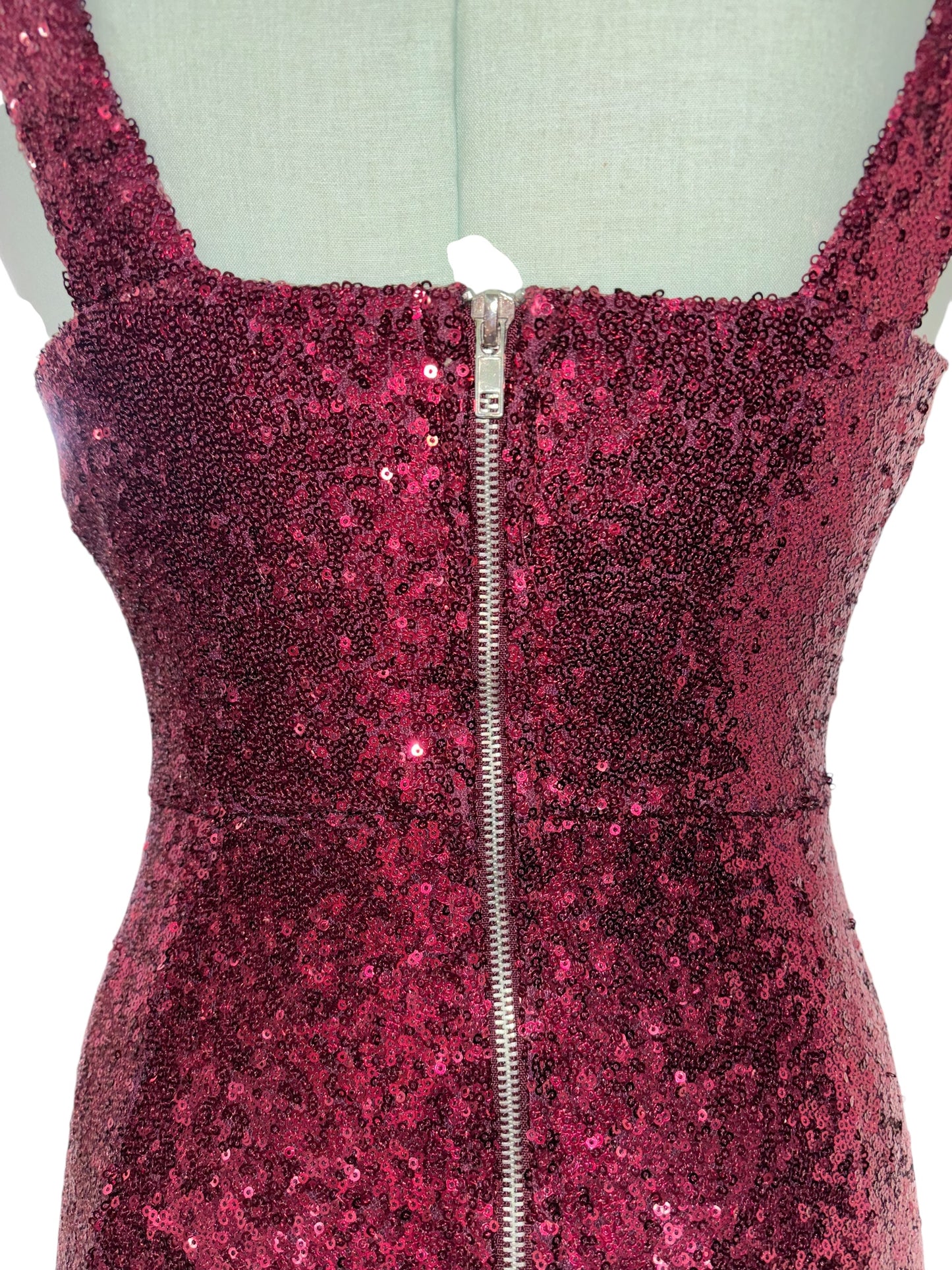 Crystal Doll Burgundy Sequin Gown – Size 1