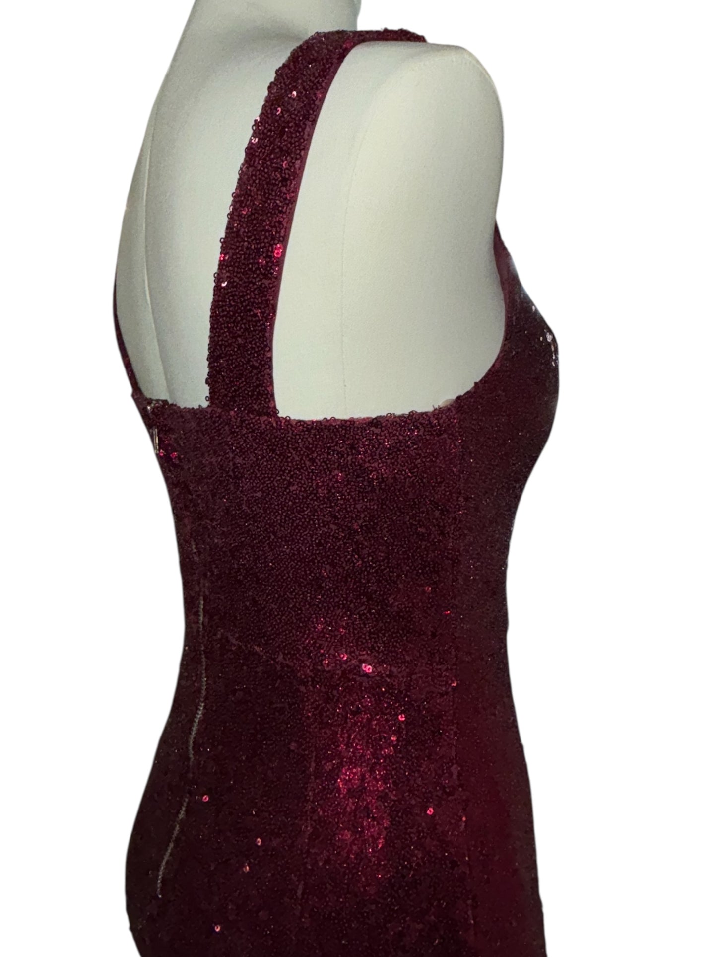 Crystal Doll Burgundy Sequin Gown – Size 1