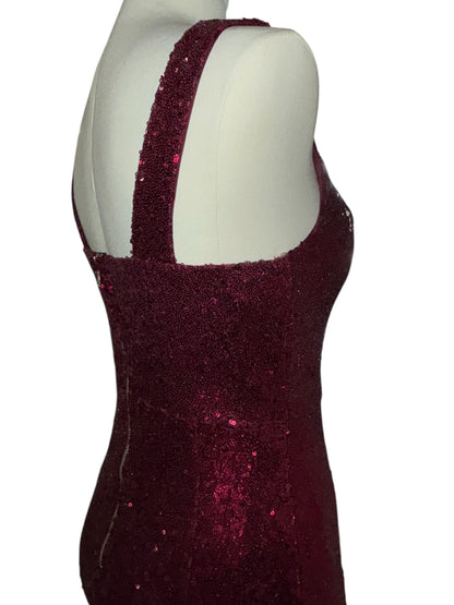 Crystal Doll Burgundy Sequin Gown – Size 1