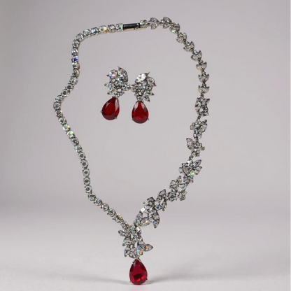 “Crimson Glamour” Necklace & Earring Set
