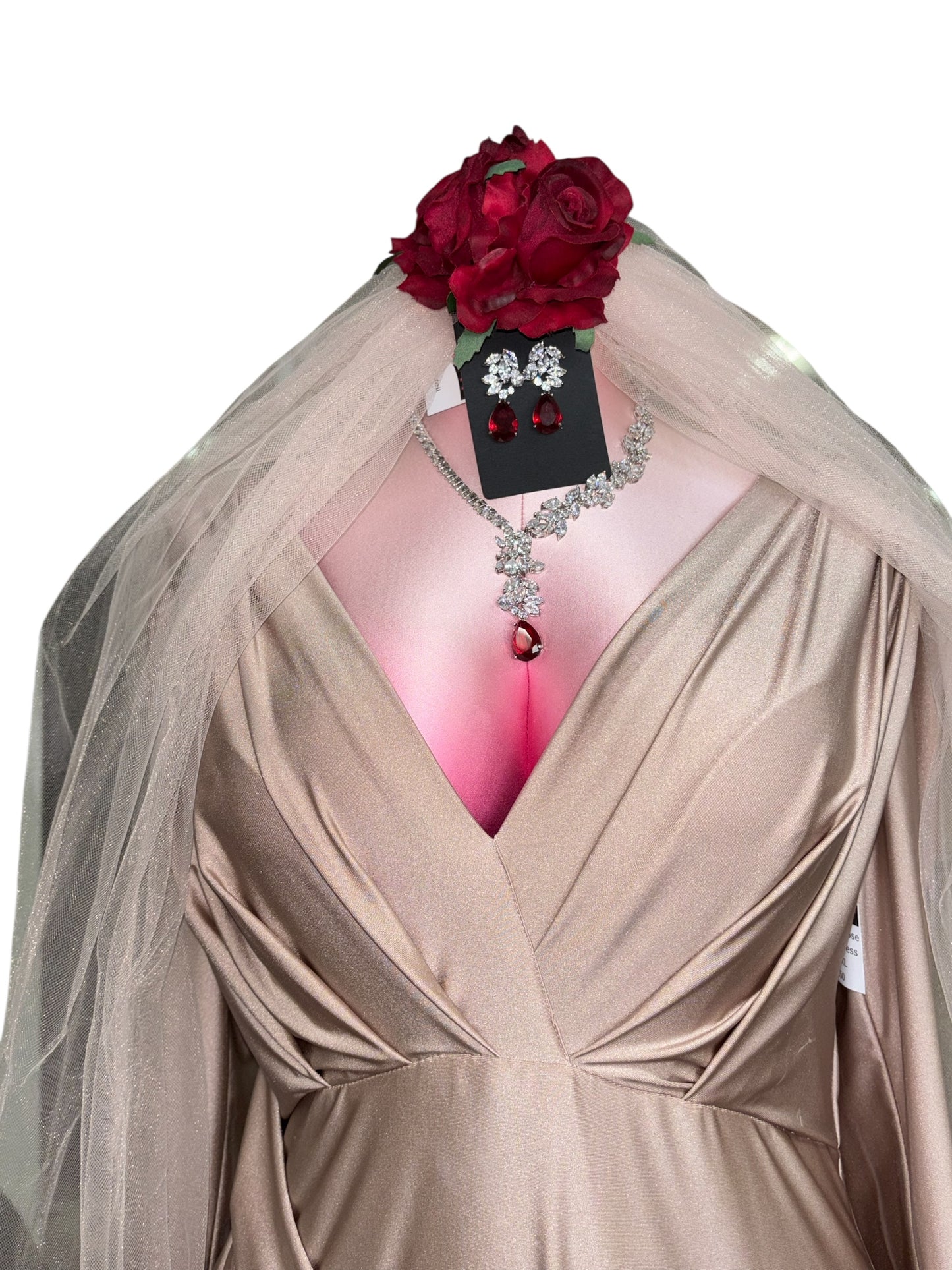 Elegant Dusty Rose Draped Gown
Size: 2XL