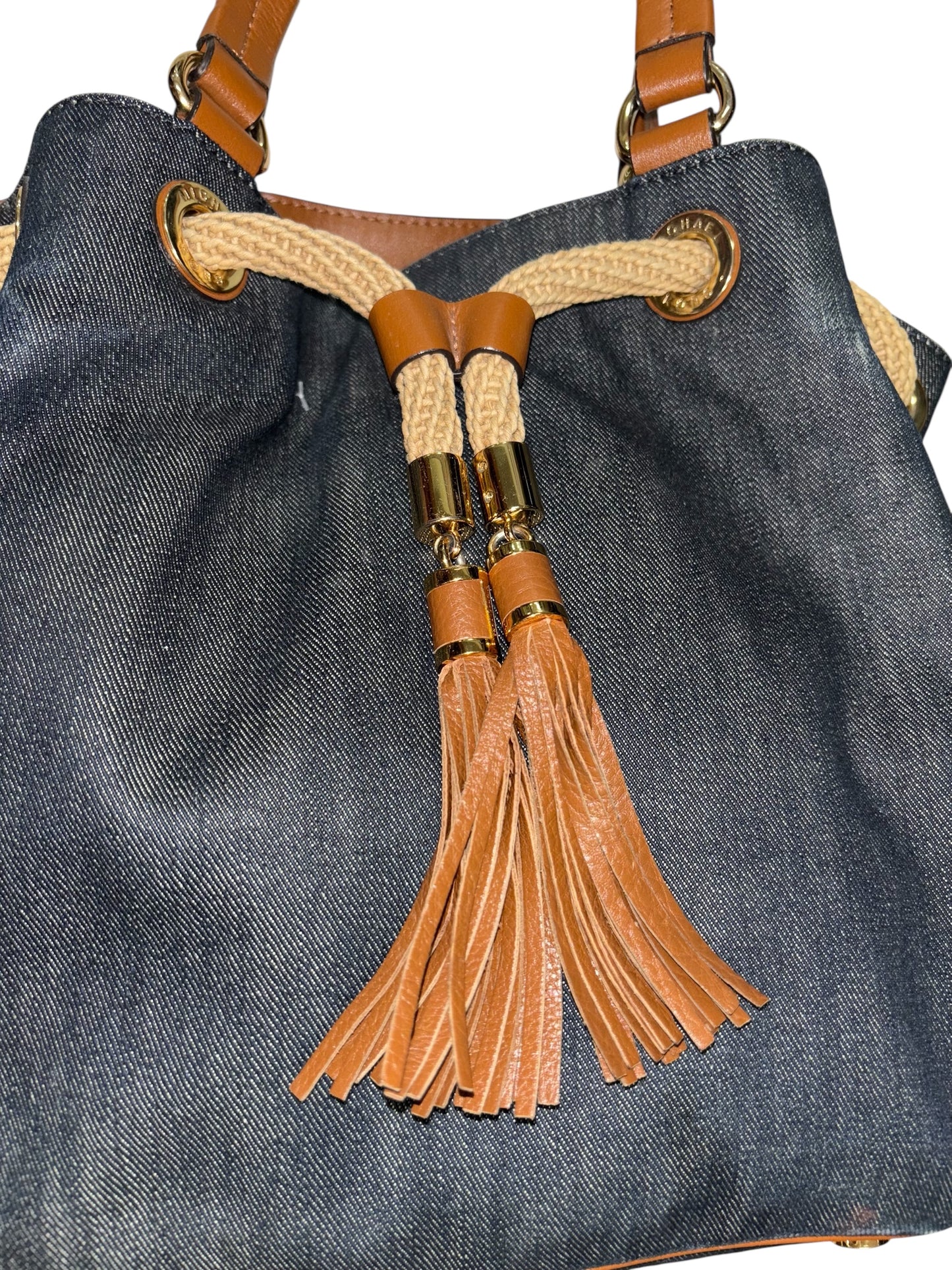 Michael Kors Denim & Leather Bucket Bag