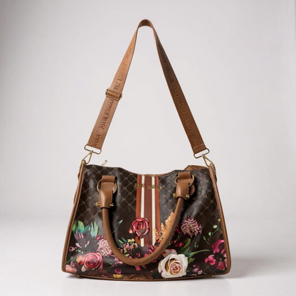 Steve Madden Floral Barrel Satchel – Brown & Multi