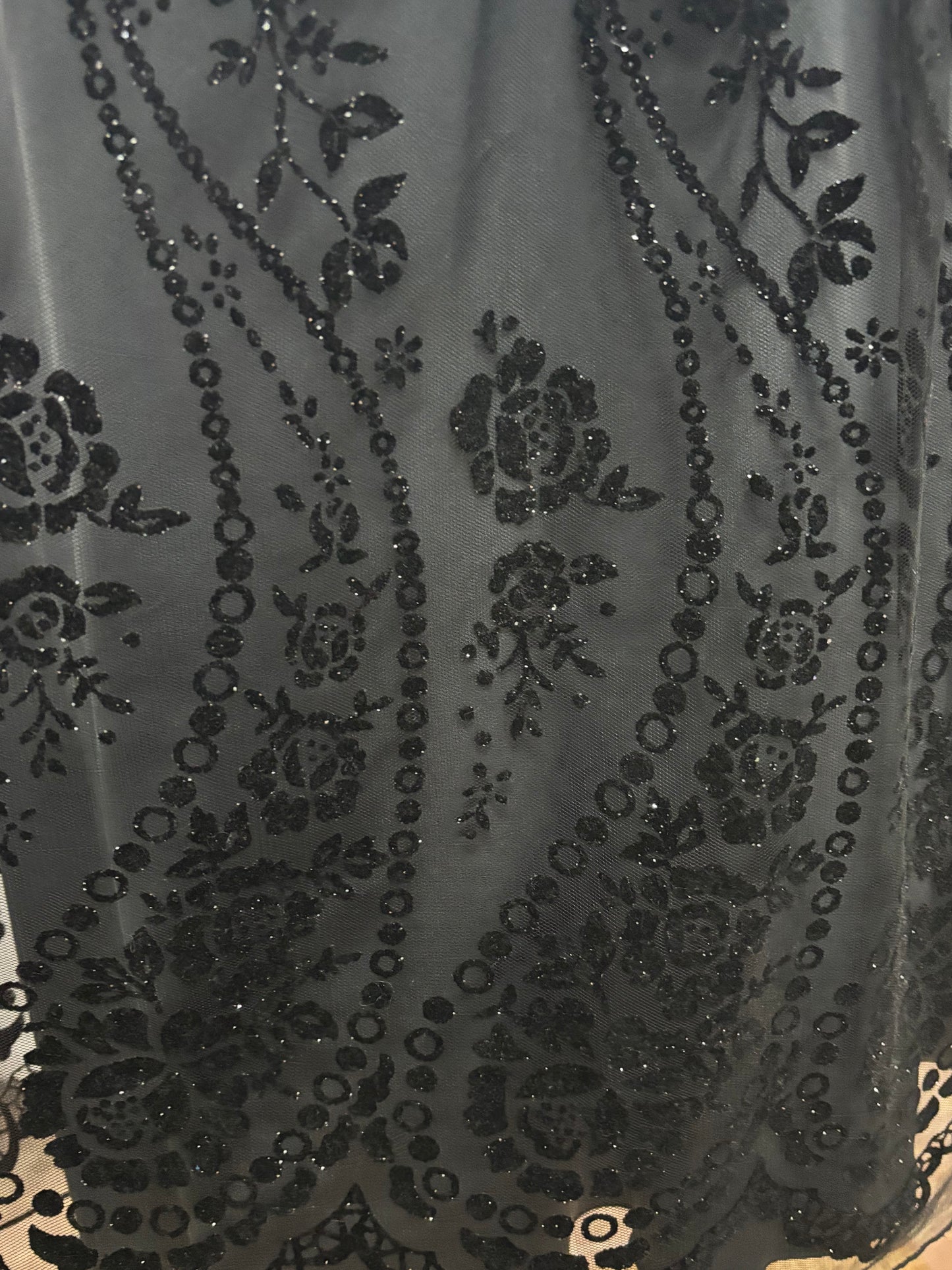 BCX Black & Gray Cocktail Dress with Velvet Waistband – Size L