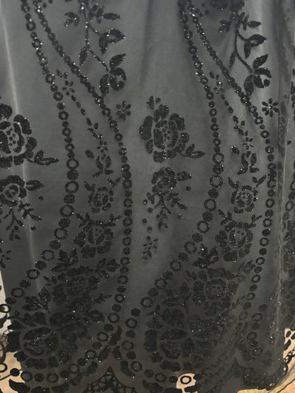 BCX Black & Gray Cocktail Dress with Velvet Waistband – Size L