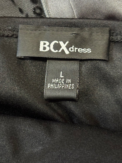 BCX Black & Gray Cocktail Dress with Velvet Waistband – Size L
