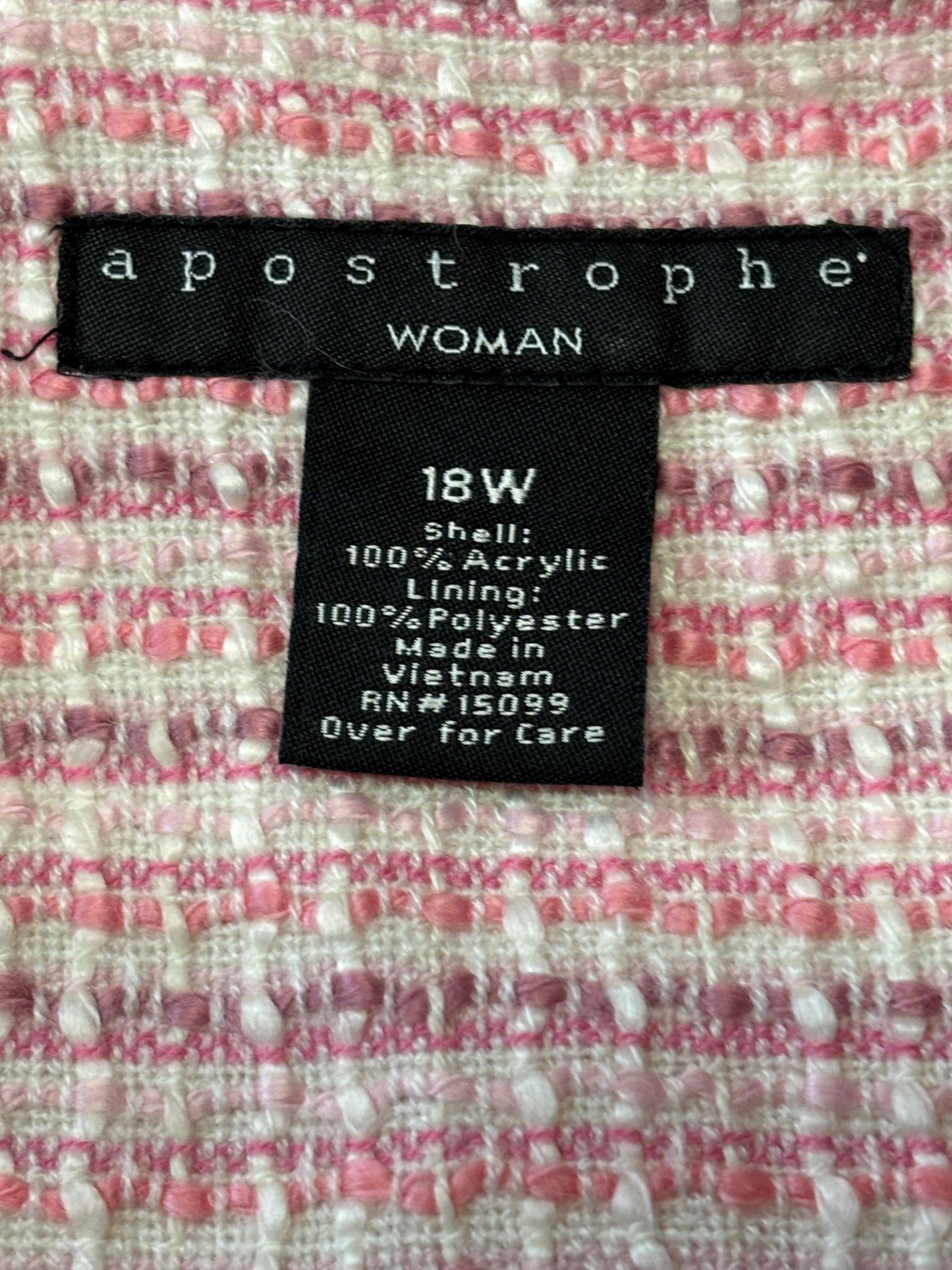 Apostrophe Woman Pink Tweed Blazer – Size 18W – Pretty in Power