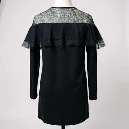 Black Lace Yoke Ruffle Dress – Timeless Elegance with a Hint of Drama