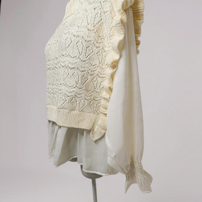 Cocobleu New York Ivory Knit & Sheer Blouse – XL (NWT) 💫