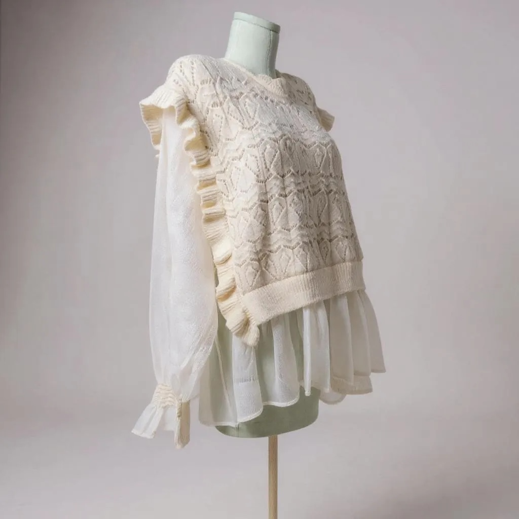 Cocobleu New York Ivory Knit & Sheer Blouse – XL (NWT) 💫