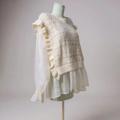 Cocobleu New York Ivory Knit & Sheer Blouse – XL (NWT) 💫